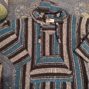 Men's Earth Ragz Patterned Hoodie - Teal, Black, and White